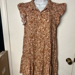 Lucky Brand Brown Floral Mini Dress
